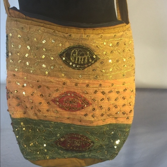 Denim‎ material Crossbody purse Sequence patchwork - Picture 2 of 4